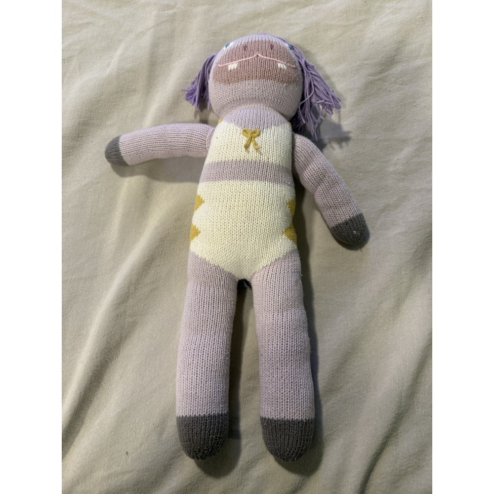 BlaBla Esther The Hippo Knit 14"‎ Plush Stuffed Doll Purple Girl Toy Lovey